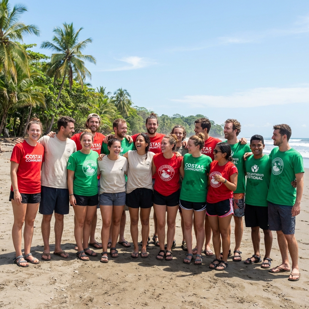 Diverse volunteer group in Ostional